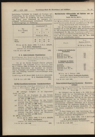 Verordnungs-Blatt für Eisenbahnen und Schiffahrt: Veröffentlichungen in Tarif- und Transport-Angelegenheiten 19060206 Seite: 18