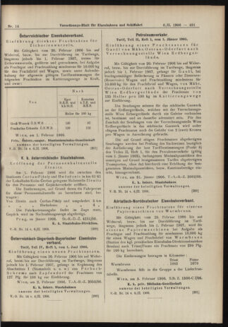 Verordnungs-Blatt für Eisenbahnen und Schiffahrt: Veröffentlichungen in Tarif- und Transport-Angelegenheiten 19060206 Seite: 19