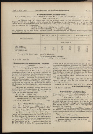 Verordnungs-Blatt für Eisenbahnen und Schiffahrt: Veröffentlichungen in Tarif- und Transport-Angelegenheiten 19060206 Seite: 20