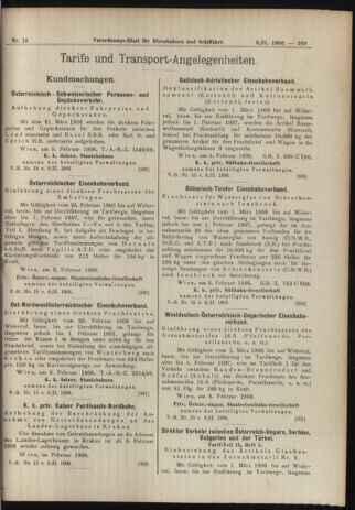 Verordnungs-Blatt für Eisenbahnen und Schiffahrt: Veröffentlichungen in Tarif- und Transport-Angelegenheiten 19060208 Seite: 9