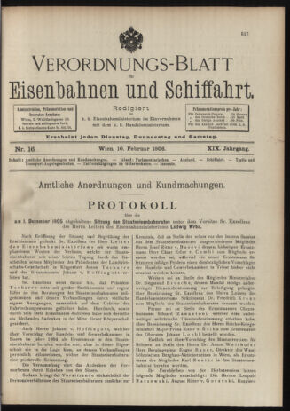 Verordnungs-Blatt für Eisenbahnen und Schiffahrt: Veröffentlichungen in Tarif- und Transport-Angelegenheiten 19060210 Seite: 1