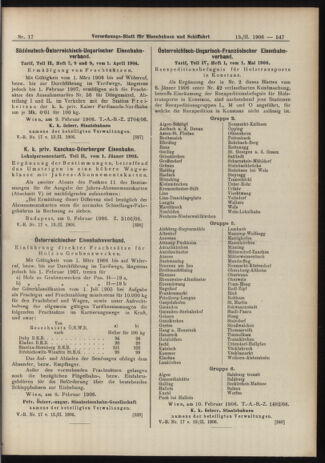 Verordnungs-Blatt für Eisenbahnen und Schiffahrt: Veröffentlichungen in Tarif- und Transport-Angelegenheiten 19060213 Seite: 11