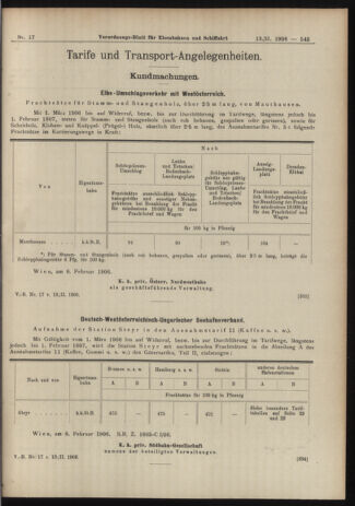 Verordnungs-Blatt für Eisenbahnen und Schiffahrt: Veröffentlichungen in Tarif- und Transport-Angelegenheiten 19060213 Seite: 9