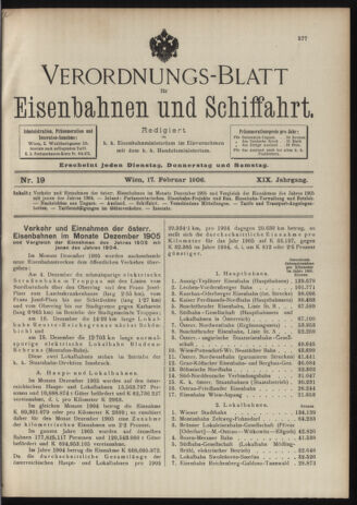 Verordnungs-Blatt für Eisenbahnen und Schiffahrt: Veröffentlichungen in Tarif- und Transport-Angelegenheiten 19060217 Seite: 1