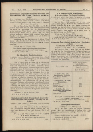 Verordnungs-Blatt für Eisenbahnen und Schiffahrt: Veröffentlichungen in Tarif- und Transport-Angelegenheiten 19060222 Seite: 14