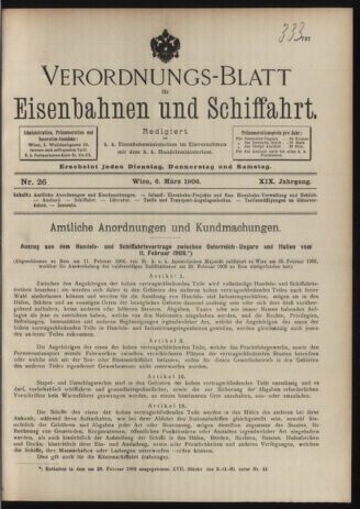 Verordnungs-Blatt für Eisenbahnen und Schiffahrt: Veröffentlichungen in Tarif- und Transport-Angelegenheiten 19060306 Seite: 1