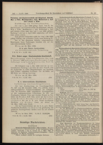 Verordnungs-Blatt für Eisenbahnen und Schiffahrt: Veröffentlichungen in Tarif- und Transport-Angelegenheiten 19060315 Seite: 10