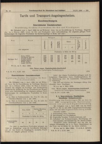 Verordnungs-Blatt für Eisenbahnen und Schiffahrt: Veröffentlichungen in Tarif- und Transport-Angelegenheiten 19060315 Seite: 7