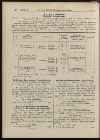 Verordnungs-Blatt für Eisenbahnen und Schiffahrt: Veröffentlichungen in Tarif- und Transport-Angelegenheiten 19060315 Seite: 8