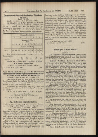 Verordnungs-Blatt für Eisenbahnen und Schiffahrt: Veröffentlichungen in Tarif- und Transport-Angelegenheiten 19060317 Seite: 11