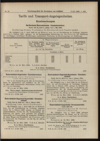 Verordnungs-Blatt für Eisenbahnen und Schiffahrt: Veröffentlichungen in Tarif- und Transport-Angelegenheiten 19060317 Seite: 7