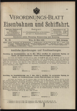 Verordnungs-Blatt für Eisenbahnen und Schiffahrt: Veröffentlichungen in Tarif- und Transport-Angelegenheiten 19060322 Seite: 1