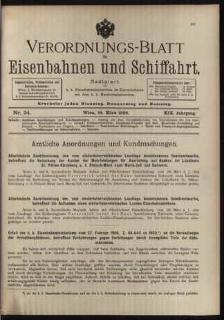 Verordnungs-Blatt für Eisenbahnen und Schiffahrt: Veröffentlichungen in Tarif- und Transport-Angelegenheiten 19060324 Seite: 1