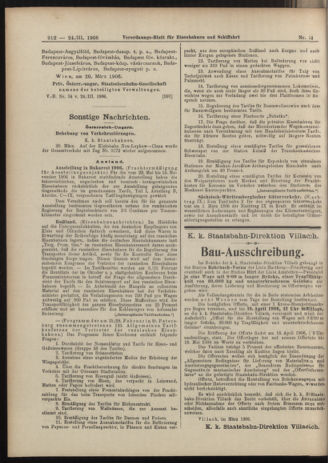 Verordnungs-Blatt für Eisenbahnen und Schiffahrt: Veröffentlichungen in Tarif- und Transport-Angelegenheiten 19060324 Seite: 16