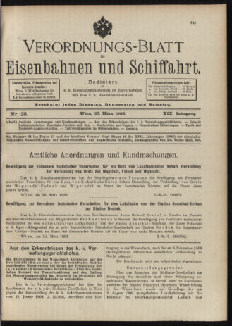 Verordnungs-Blatt für Eisenbahnen und Schiffahrt: Veröffentlichungen in Tarif- und Transport-Angelegenheiten 19060327 Seite: 1