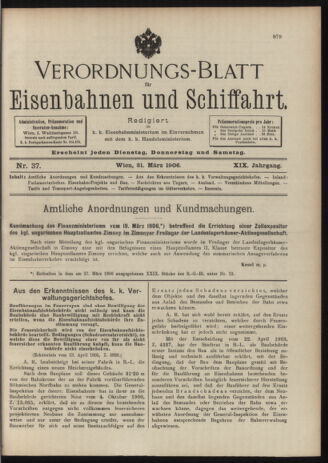 Verordnungs-Blatt für Eisenbahnen und Schiffahrt: Veröffentlichungen in Tarif- und Transport-Angelegenheiten 19060331 Seite: 1