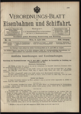 Verordnungs-Blatt für Eisenbahnen und Schiffahrt: Veröffentlichungen in Tarif- und Transport-Angelegenheiten 19060414 Seite: 1