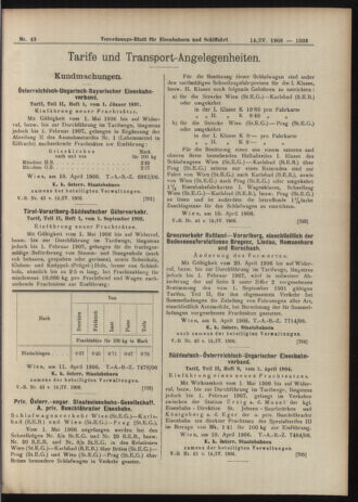 Verordnungs-Blatt für Eisenbahnen und Schiffahrt: Veröffentlichungen in Tarif- und Transport-Angelegenheiten 19060414 Seite: 11