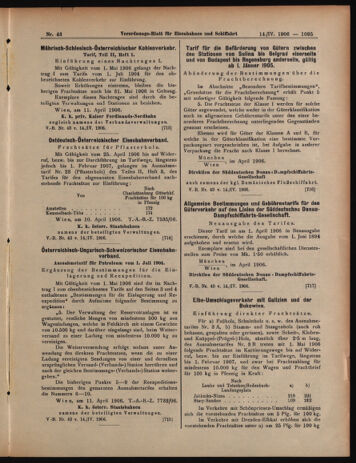 Verordnungs-Blatt für Eisenbahnen und Schiffahrt: Veröffentlichungen in Tarif- und Transport-Angelegenheiten 19060414 Seite: 13