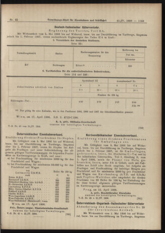 Verordnungs-Blatt für Eisenbahnen und Schiffahrt: Veröffentlichungen in Tarif- und Transport-Angelegenheiten 19060421 Seite: 9