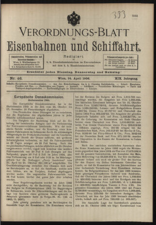 Verordnungs-Blatt für Eisenbahnen und Schiffahrt: Veröffentlichungen in Tarif- und Transport-Angelegenheiten 19060424 Seite: 1