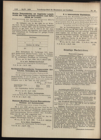 Verordnungs-Blatt für Eisenbahnen und Schiffahrt: Veröffentlichungen in Tarif- und Transport-Angelegenheiten 19060424 Seite: 6