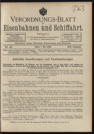 Verordnungs-Blatt für Eisenbahnen und Schiffahrt: Veröffentlichungen in Tarif- und Transport-Angelegenheiten