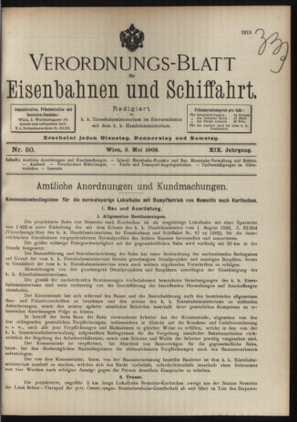 Verordnungs-Blatt für Eisenbahnen und Schiffahrt: Veröffentlichungen in Tarif- und Transport-Angelegenheiten 19060503 Seite: 1