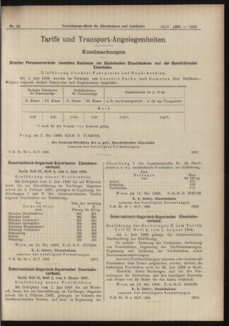 Verordnungs-Blatt für Eisenbahnen und Schiffahrt: Veröffentlichungen in Tarif- und Transport-Angelegenheiten 19060515 Seite: 7