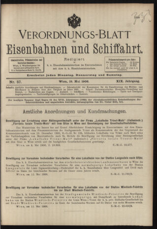 Verordnungs-Blatt für Eisenbahnen und Schiffahrt: Veröffentlichungen in Tarif- und Transport-Angelegenheiten