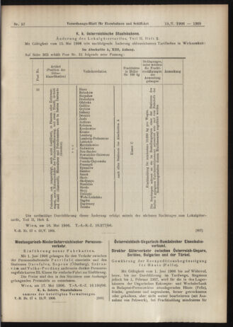 Verordnungs-Blatt für Eisenbahnen und Schiffahrt: Veröffentlichungen in Tarif- und Transport-Angelegenheiten 19060519 Seite: 11