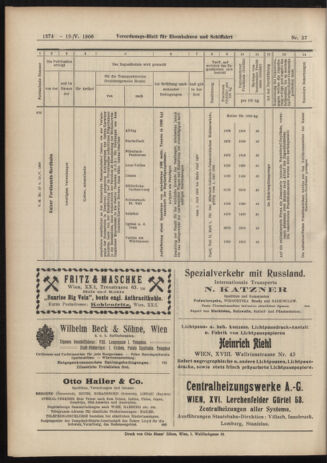 Verordnungs-Blatt für Eisenbahnen und Schiffahrt: Veröffentlichungen in Tarif- und Transport-Angelegenheiten 19060519 Seite: 16