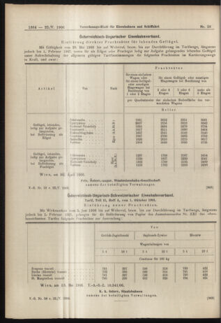 Verordnungs-Blatt für Eisenbahnen und Schiffahrt: Veröffentlichungen in Tarif- und Transport-Angelegenheiten 19060522 Seite: 10