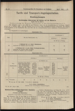 Verordnungs-Blatt für Eisenbahnen und Schiffahrt: Veröffentlichungen in Tarif- und Transport-Angelegenheiten 19060524 Seite: 9