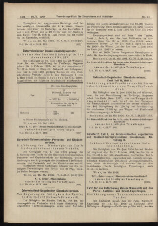 Verordnungs-Blatt für Eisenbahnen und Schiffahrt: Veröffentlichungen in Tarif- und Transport-Angelegenheiten 19060529 Seite: 8