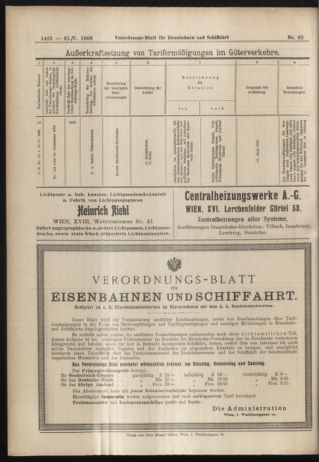 Verordnungs-Blatt für Eisenbahnen und Schiffahrt: Veröffentlichungen in Tarif- und Transport-Angelegenheiten 19060531 Seite: 20