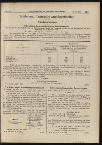 Verordnungs-Blatt für Eisenbahnen und Schiffahrt: Veröffentlichungen in Tarif- und Transport-Angelegenheiten 19060531 Seite: 9