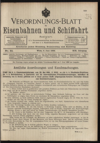 Verordnungs-Blatt für Eisenbahnen und Schiffahrt: Veröffentlichungen in Tarif- und Transport-Angelegenheiten