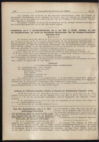 Verordnungs-Blatt für Eisenbahnen und Schiffahrt: Veröffentlichungen in Tarif- und Transport-Angelegenheiten 19060607 Seite: 2