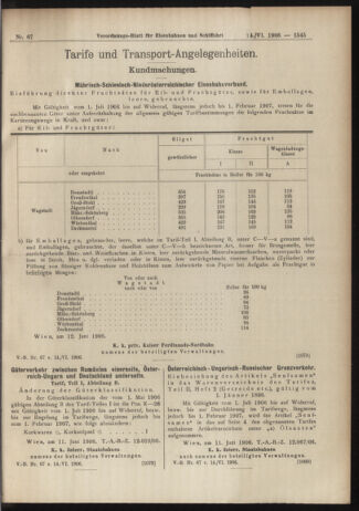 Verordnungs-Blatt für Eisenbahnen und Schiffahrt: Veröffentlichungen in Tarif- und Transport-Angelegenheiten 19060614 Seite: 23