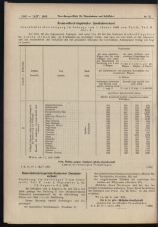 Verordnungs-Blatt für Eisenbahnen und Schiffahrt: Veröffentlichungen in Tarif- und Transport-Angelegenheiten 19060614 Seite: 24