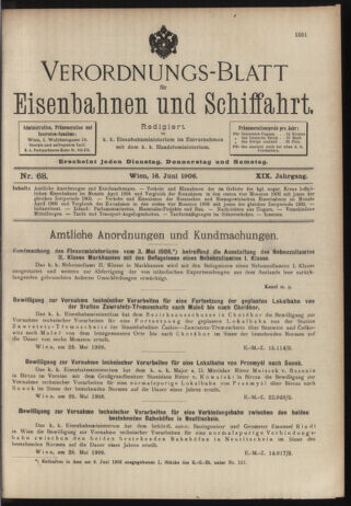 Verordnungs-Blatt für Eisenbahnen und Schiffahrt: Veröffentlichungen in Tarif- und Transport-Angelegenheiten 19060616 Seite: 1