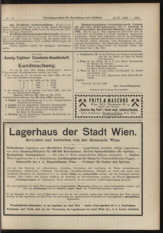 Verordnungs-Blatt für Eisenbahnen und Schiffahrt: Veröffentlichungen in Tarif- und Transport-Angelegenheiten 19060623 Seite: 11