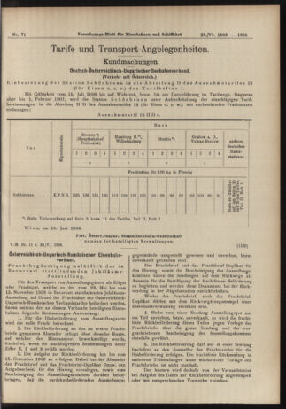 Verordnungs-Blatt für Eisenbahnen und Schiffahrt: Veröffentlichungen in Tarif- und Transport-Angelegenheiten 19060623 Seite: 7