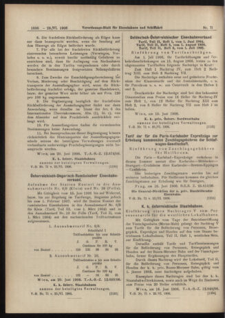 Verordnungs-Blatt für Eisenbahnen und Schiffahrt: Veröffentlichungen in Tarif- und Transport-Angelegenheiten 19060623 Seite: 8