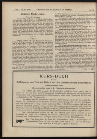 Verordnungs-Blatt für Eisenbahnen und Schiffahrt: Veröffentlichungen in Tarif- und Transport-Angelegenheiten 19060626 Seite: 12