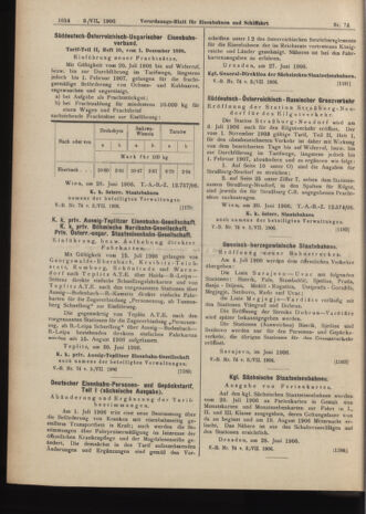 Verordnungs-Blatt für Eisenbahnen und Schiffahrt: Veröffentlichungen in Tarif- und Transport-Angelegenheiten 19060703 Seite: 12