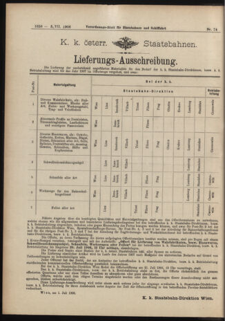 Verordnungs-Blatt für Eisenbahnen und Schiffahrt: Veröffentlichungen in Tarif- und Transport-Angelegenheiten 19060703 Seite: 16