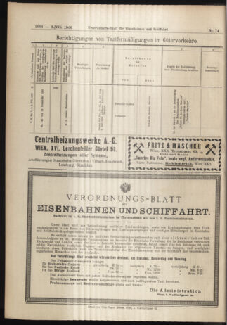 Verordnungs-Blatt für Eisenbahnen und Schiffahrt: Veröffentlichungen in Tarif- und Transport-Angelegenheiten 19060703 Seite: 24