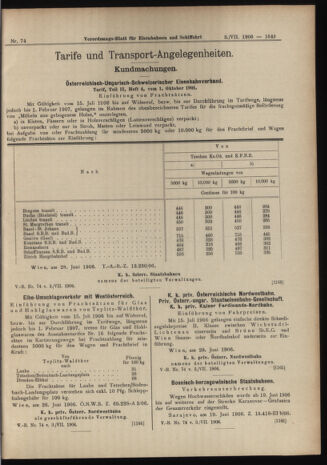 Verordnungs-Blatt für Eisenbahnen und Schiffahrt: Veröffentlichungen in Tarif- und Transport-Angelegenheiten 19060703 Seite: 7